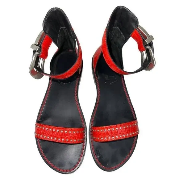 Zadig & Voltaire Red Sandals with Silver Accents - Picture 7 of 11